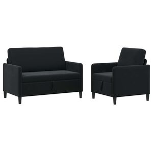 vidaXL Set de canapea cu spațiu de depozitare 2 buc. Negru Poliester