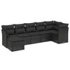 vidaXL Set canapele de grădină cu perne, 7 piese, negru, poliratan