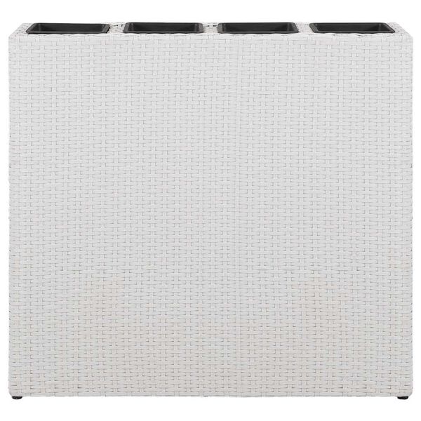 vidaXL Strat înălțat de grădină cu 4 ghivece, 2 buc., alb, poliratan