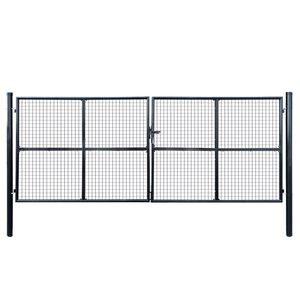 vidaXL Poartă de grădină din plasă, oțel galvanizat, gri, 400x150 cm