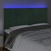 vidaXL Tăblie de pat cu LED, verde închis, 200x5x118/128 cm, catifea