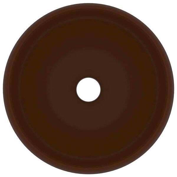 vidaXL Chiuvetă de baie lux maro &icirc;nchis mat 40x15 cm ceramică rotund