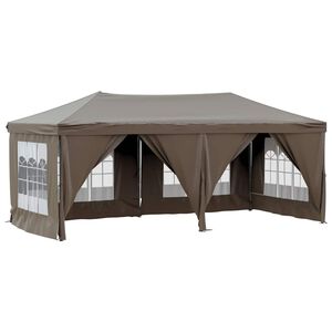 vidaXL Cort pliabil pentru petrecere pereți laterali, gri taupe, 3x6 m