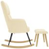 vidaXL Scaun balansoar cu taburet, crem, material textil