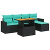 vidaXL Set mobilier de grădină cu perne, 6 piese, negru, poliratan