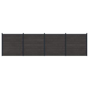 vidaXL Panou de Gardă 4 pcs WPC și Aluminiu Negru