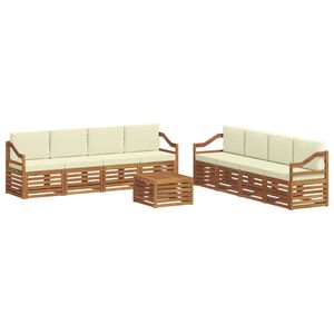 vidaXL Set de canapele de exterior 9 buc. Natural și Crem
