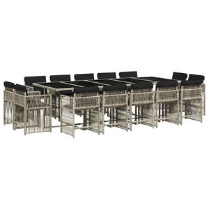 vidaXL Set mobilier de grădină cu perne 17 piese gri deschis poliratan