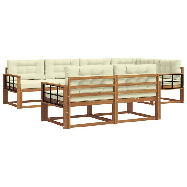 vidaXL Set de canapele de exterior cu pernă 7 pcs Natural și Crem