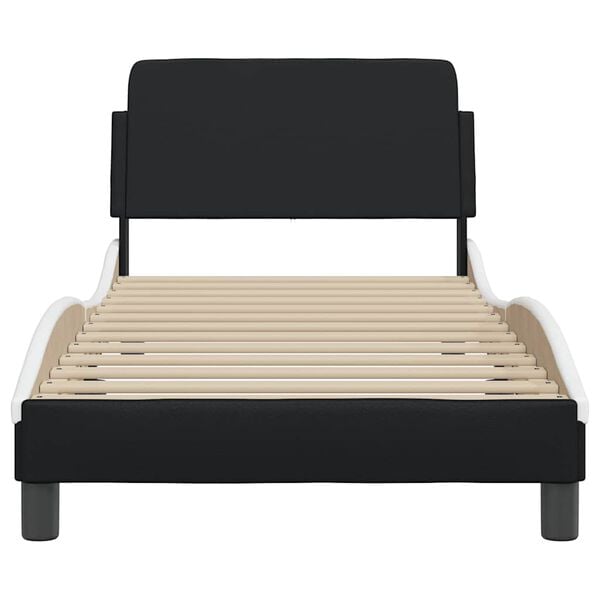 vidaXL Cadru de pat Dover negru și alb 90x190 cm piele artificială