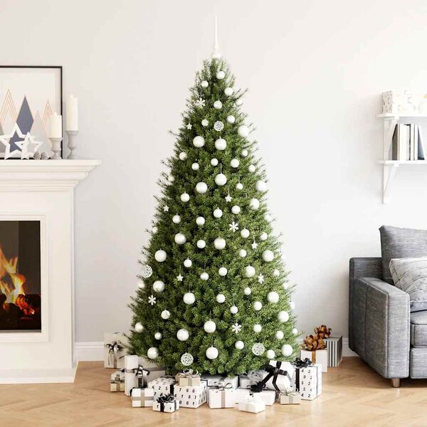 vidaXL Set globuri de Crăciun 111 buc., alb, polistiren