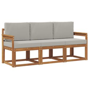 vidaXL Set de canapele de exterior 3 pcs Gri natural și deschis