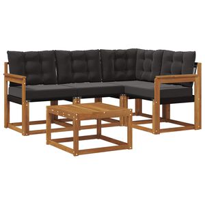 vidaXL Set de canapele de exterior cu pernă 5 pcs Natural și Negru