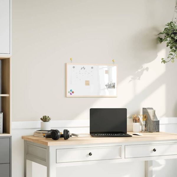 vidaXL Tablă albă magnetică cu ramă din lemn masiv de pin 60x40 cm