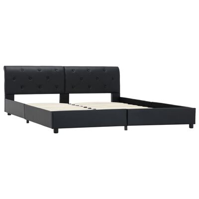 vidaXL Cadru de pat, negru, 160 x 200 cm, piele ecologică