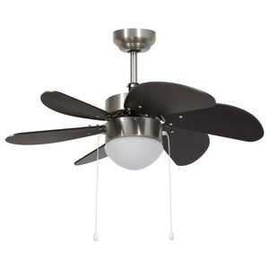 vidaXL Ventilator de tavan cu iluminare, maro &icirc;nchis, 76 cm