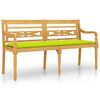 vidaXL Bancă Batavia cu pernă verde aprins, 150 cm, lemn masiv tec