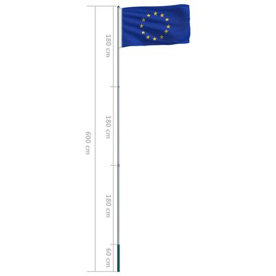 vidaXL Steag Europa și stâlp din aluminiu, 6 m