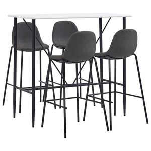 vidaXL Set mobilier de bar, 5 piese, gri &icirc;nchis, material textil