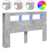 vidaXL Tăblie de pat cu LED, gri beton, 160x18,5x103,5 cm, lemn