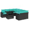 vidaXL Set mobilier grădină perne 9 piese negru poliratan/lemn acacia