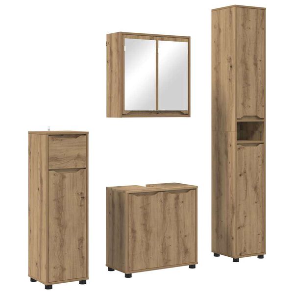 vidaXL Set de mobilier pentru baie cu sertar 4 pcs Stejar Artizanal