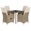 vidaXL Set mobilier de grădină cu perne, 5 piese, bej, poliratan