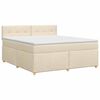 vidaXL Pat boxspring cu saltea cu headboard Crem 140 x 190 cm Țesătură