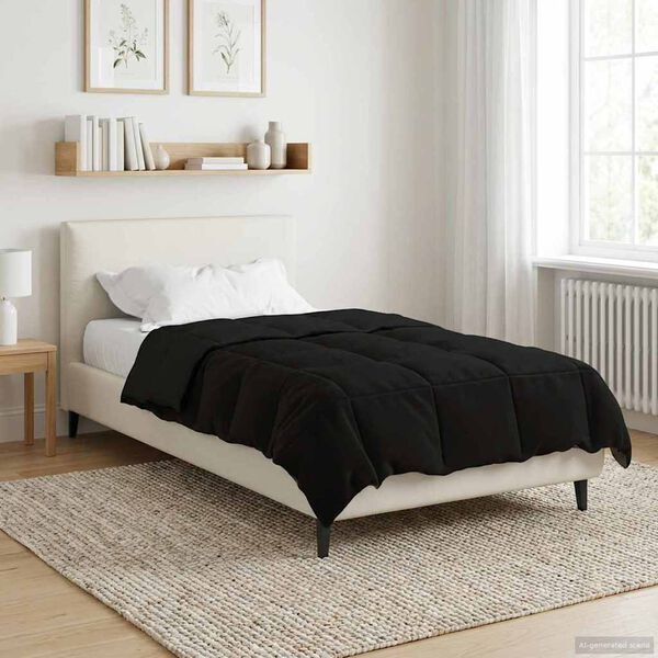 vidaXL Duvet de iarnă Patos Negru 135 x 220 cm Microfibră