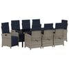 vidaXL Set de masă pentru grădină cu pernă 9 pcs Gri poliratan