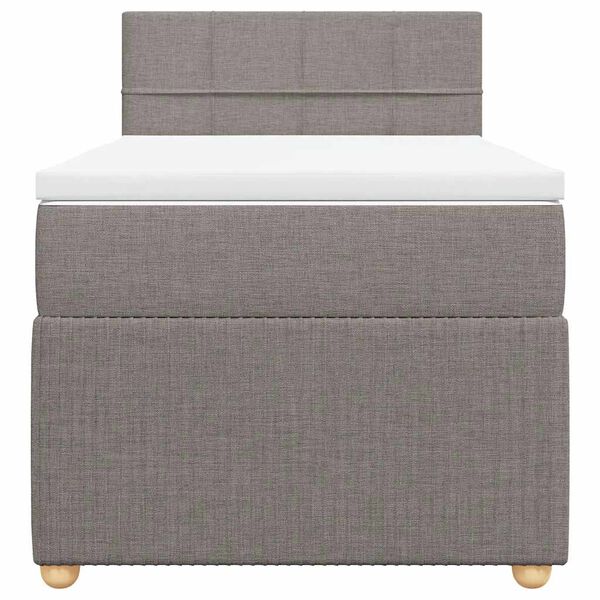 vidaXL Pat box spring cu saltea, gri taupe, 90x200 cm, textil