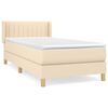 vidaXL Pat box spring cu saltea, crem, 100x200 cm, textil