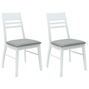 vidaXL Scaune de dining 2 buc. Lemn Solid de Cauciuc Alb