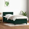 vidaXL Pat box spring cu saltea, verde &icirc;nchis, 90x210 cm, catifea
