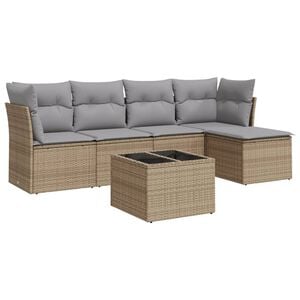 vidaXL Set canapele de grădină cu perne, 6 piese, bej, poliratan
