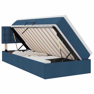 vidaXL Pat cu saltea și spațiu de depozitare albastru 90 x 190 cm