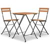 vidaXL Set mobilier de bistro pliabil, 3 piese, lemn masiv tec și oțel