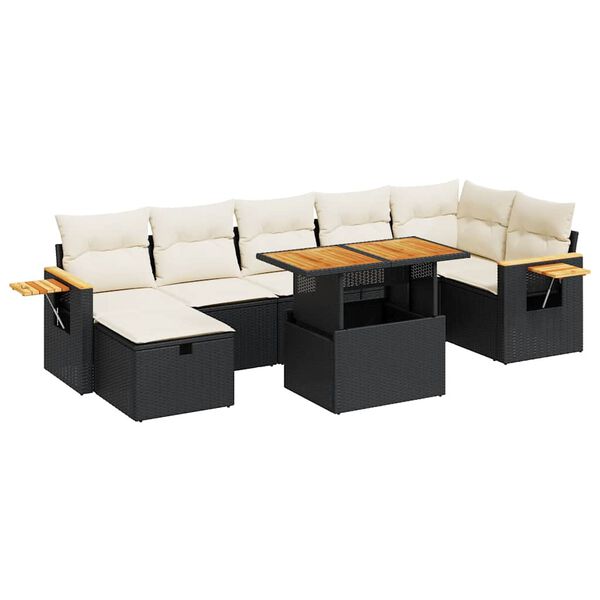 vidaXL Set mobilier de grădină cu perne, 5 piese, negru, poliratan