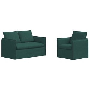 vidaXL Set de canapea 2 pcs Verde &icirc;nchis 196 x 82 x 85 cm țesătură