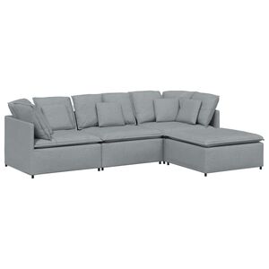 vidaXL Canapea modulară cu taburet și perne, textil, gri deschis