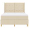 vidaXL Pat cu arcuri cu saltea cu headboard Crem 140 x 200 cm țesătură