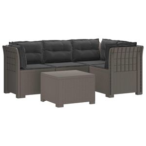 vidaXL Sofa de Grădină 4-Locuri cu Perne Aspect Ratan PP Gri deschis