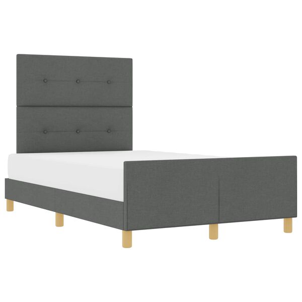 vidaXL Cadru de pat cu headboard Gri &icirc;nchis 120 x 190 cm țesătură