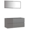 vidaXL Set mobilier de baie, 2 piese, gri extralucios, lemn compozit