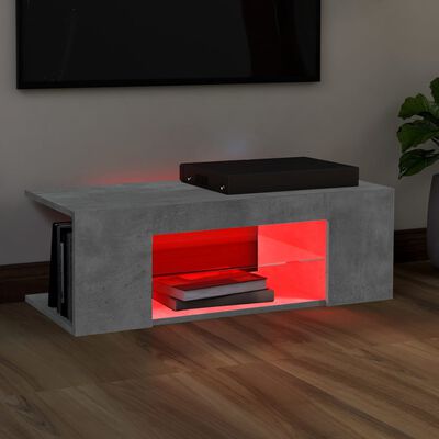 vidaXL Comodă TV cu lumini LED, gri beton, 90x39x30 cm