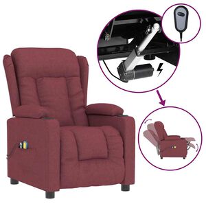 vidaXL Fotoliu de masaj electric rabatabil, roșu vin, textil