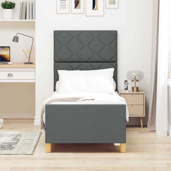 vidaXL Cadru de pat cu headboard Gri &icirc;nchis 80 x 200 cm țesătură