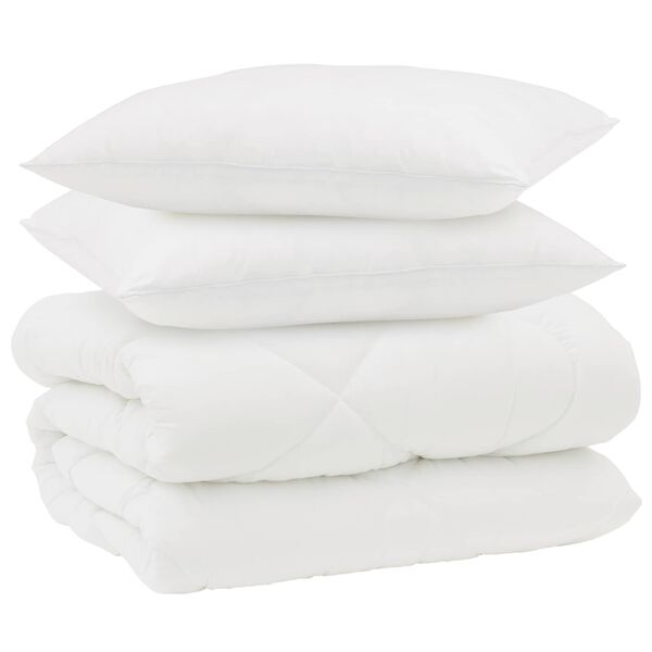 vidaXL Duvet de iarnă cu pernă 3 pcs Alb Microfibră