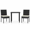 vidaXL Set de masă și scaune de exterior, 3 piese, negru, poliratan