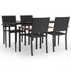 vidaXL Set mobilier de grădină, 5 piese, negru, poliratan